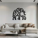 Elephant Family Metal Wall Art – Mom and Calves Silhouette Steel Decor for Nature and Animal Lovers- KAF337