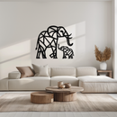 Elephant Family Metal Wall Art – Mom and Calves Silhouette Steel Decor for Nature and Animal Lovers- KAF337