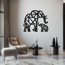 Elephant Family Metal Wall Art – Mom and Calves Silhouette Steel Decor for Nature and Animal Lovers- KAF337