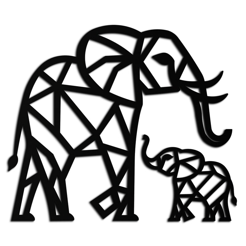 Elephant Family Metal Wall Art – Mom and Calves Silhouette Steel Decor for Nature and Animal Lovers- KAF337