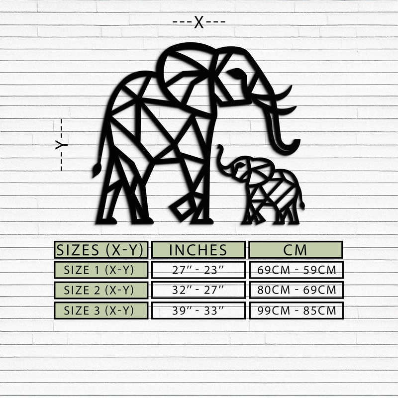 Elephant Family Metal Wall Art – Mom and Calves Silhouette Steel Decor for Nature and Animal Lovers- KAF337