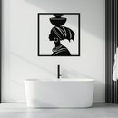 African Woman Metal Wall Art – Elegant Tribal Silhouette Steel Decor for Cultural and Boho Interiors- KAF338