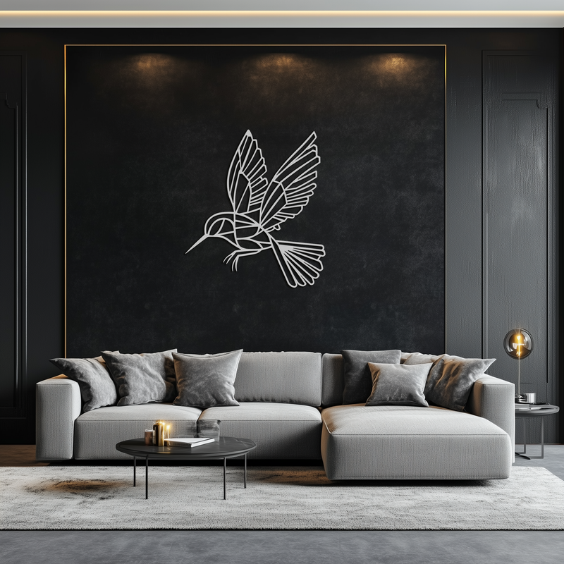 Hummingbird Metal Wall Art – Delicate Bird Silhouette Steel Decor for Nature-Inspired Interiors- KAF339