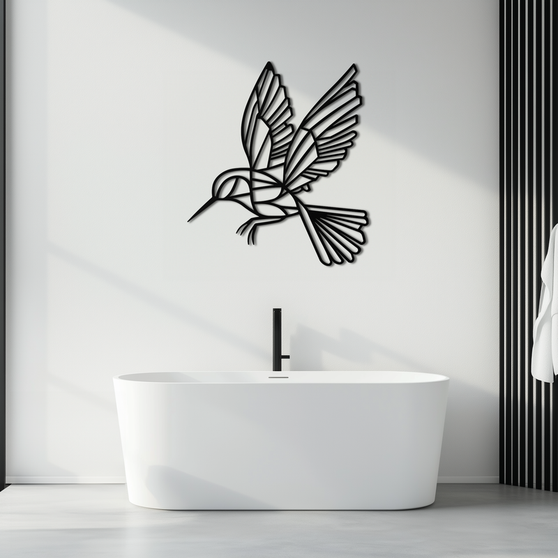 Hummingbird Metal Wall Art – Delicate Bird Silhouette Steel Decor for Nature-Inspired Interiors- KAF339