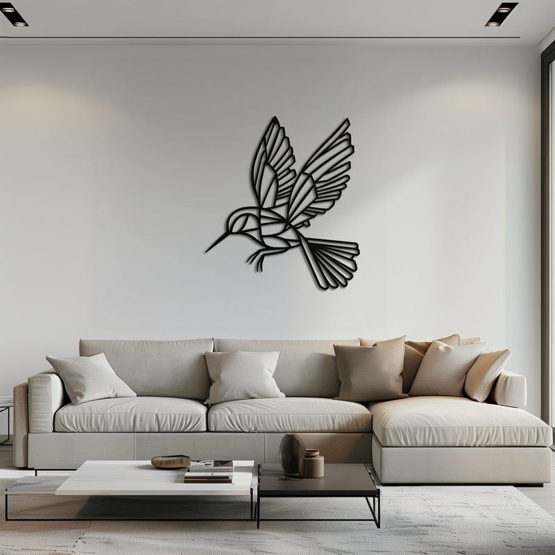 Hummingbird Metal Wall Art – Delicate Bird Silhouette Steel Decor for Nature-Inspired Interiors- KAF339