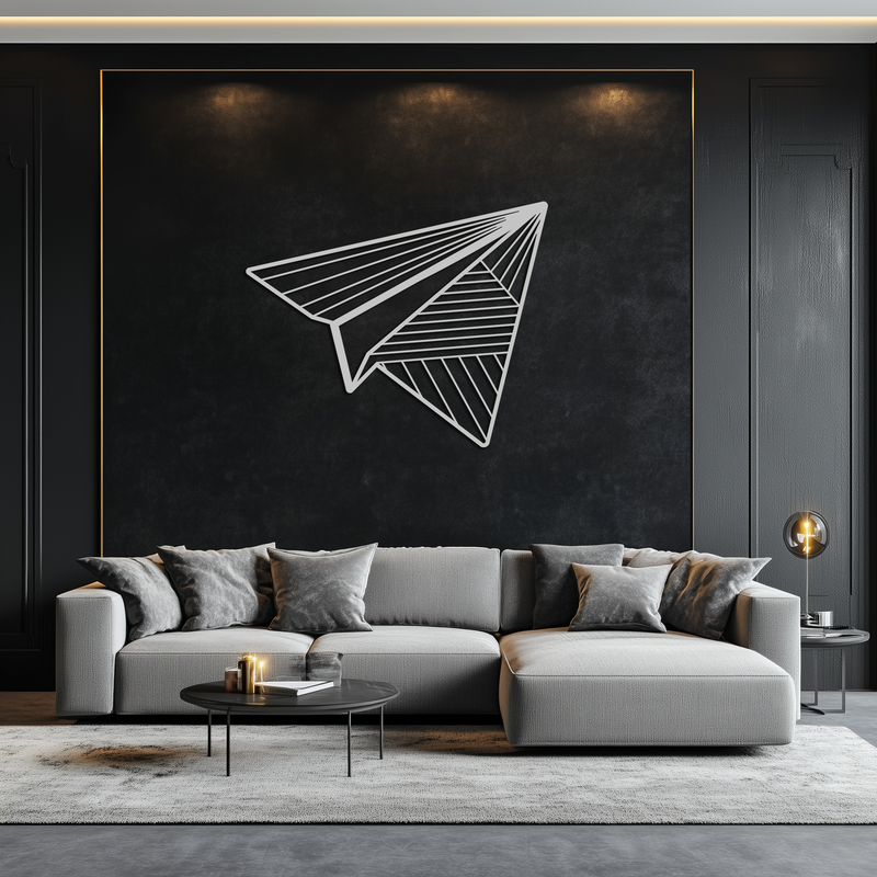 Paper Airplane Metal Wall Art – Minimalist Flight Silhouette Steel Decor for Modern and Whimsical Spaces- KAF340