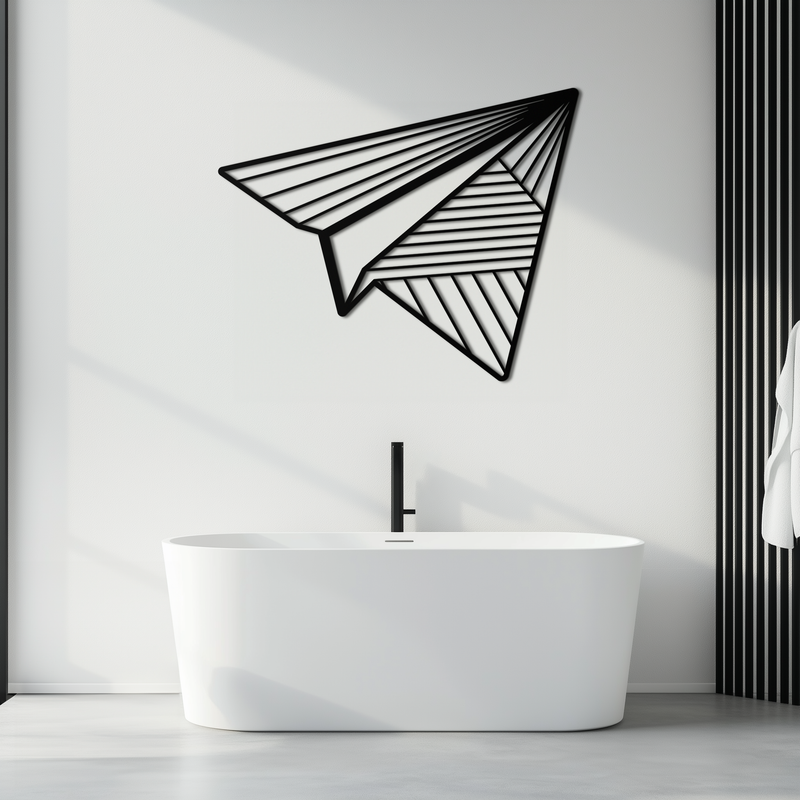 Paper Airplane Metal Wall Art – Minimalist Flight Silhouette Steel Decor for Modern and Whimsical Spaces- KAF340
