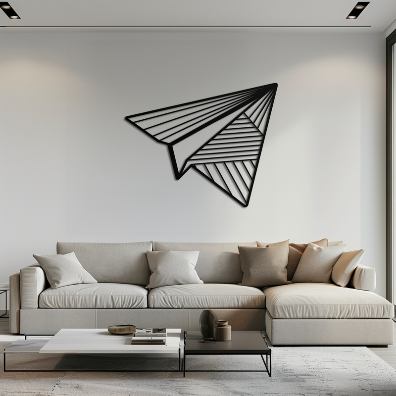 Paper Airplane Metal Wall Art – Minimalist Flight Silhouette Steel Decor for Modern and Whimsical Spaces- KAF340