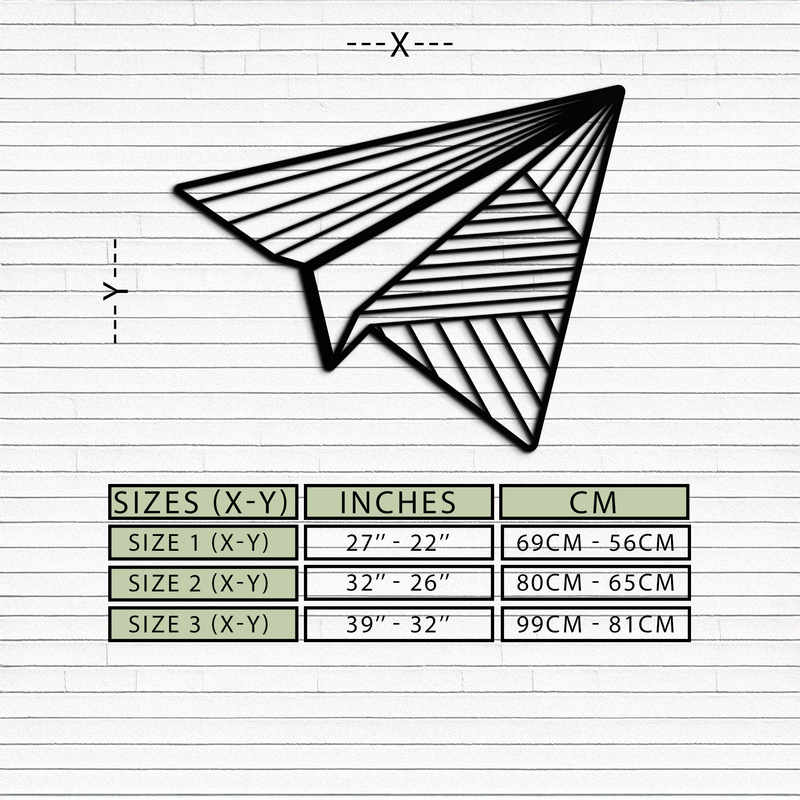 Paper Airplane Metal Wall Art – Minimalist Flight Silhouette Steel Decor for Modern and Whimsical Spaces- KAF340