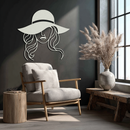 Hat Woman Metal Wall Art – Elegant Female Silhouette Steel Decor with Wide Brim Hat- KAF341