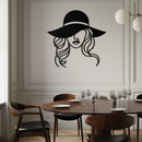 Hat Woman Metal Wall Art – Elegant Female Silhouette Steel Decor with Wide Brim Hat- KAF341