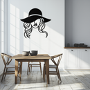 Hat Woman Metal Wall Art – Elegant Female Silhouette Steel Decor with Wide Brim Hat- KAF341