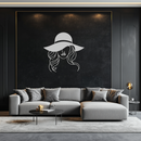 Hat Woman Metal Wall Art – Elegant Female Silhouette Steel Decor with Wide Brim Hat- KAF341