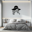 Hat Woman Metal Wall Art – Elegant Female Silhouette Steel Decor with Wide Brim Hat- KAF341