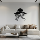 Hat Woman Metal Wall Art – Elegant Female Silhouette Steel Decor with Wide Brim Hat- KAF341