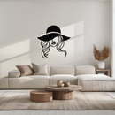 Hat Woman Metal Wall Art – Elegant Female Silhouette Steel Decor with Wide Brim Hat- KAF341