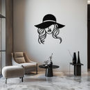 Hat Woman Metal Wall Art – Elegant Female Silhouette Steel Decor with Wide Brim Hat- KAF341