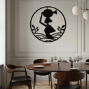 African Woman Carrying Vase Metal Wall Art – Tribal Silhouette Steel Decor for Cultural and Ethnic Interiors- KAF342