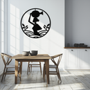 African Woman Carrying Vase Metal Wall Art – Tribal Silhouette Steel Decor for Cultural and Ethnic Interiors- KAF342