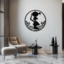 African Woman Carrying Vase Metal Wall Art – Tribal Silhouette Steel Decor for Cultural and Ethnic Interiors- KAF342