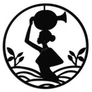 African Woman Carrying Vase Metal Wall Art – Tribal Silhouette Steel Decor for Cultural and Ethnic Interiors- KAF342