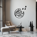Flying Birds from Branch Metal Wall Art – Nature-Inspired Silhouette Steel Decor for Elegant Interiors- KAF343
