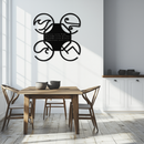 Four Elements Motto Metal Wall Art – Earth, Air, Fire, Water Steel Silhouette for Modern Spiritual Decor- KAF344