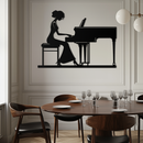 Pianist Woman Metal Wall Art – Elegant Music-Inspired Steel Silhouette for Modern Home Decor- KAF345