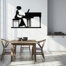 Pianist Woman Metal Wall Art – Elegant Music-Inspired Steel Silhouette for Modern Home Decor- KAF345