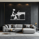 Pianist Woman Metal Wall Art – Elegant Music-Inspired Steel Silhouette for Modern Home Decor- KAF345