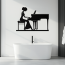 Pianist Woman Metal Wall Art – Elegant Music-Inspired Steel Silhouette for Modern Home Decor- KAF345