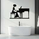 Pianist Woman Metal Wall Art – Elegant Music-Inspired Steel Silhouette for Modern Home Decor- KAF345
