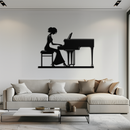 Pianist Woman Metal Wall Art – Elegant Music-Inspired Steel Silhouette for Modern Home Decor- KAF345