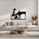 Pianist Woman Metal Wall Art – Elegant Music-Inspired Steel Silhouette for Modern Home Decor- KAF345