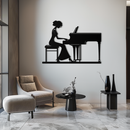 Pianist Woman Metal Wall Art – Elegant Music-Inspired Steel Silhouette for Modern Home Decor- KAF345
