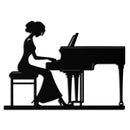 Pianist Woman Metal Wall Art – Elegant Music-Inspired Steel Silhouette for Modern Home Decor- KAF345