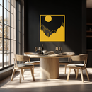Moonlit Mountain Landscape Metal Wall Art – Modern Square Forest Scene Silhouette for Rustic Nature Decor- KAF346