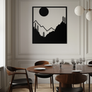 Moonlit Mountain Landscape Metal Wall Art – Modern Square Forest Scene Silhouette for Rustic Nature Decor- KAF346