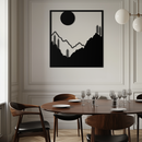 Moonlit Mountain Landscape Metal Wall Art – Modern Square Forest Scene Silhouette for Rustic Nature Decor- KAF346