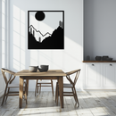 Moonlit Mountain Landscape Metal Wall Art – Modern Square Forest Scene Silhouette for Rustic Nature Decor- KAF346