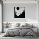 Moonlit Mountain Landscape Metal Wall Art – Modern Square Forest Scene Silhouette for Rustic Nature Decor- KAF346