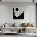Moonlit Mountain Landscape Metal Wall Art – Modern Square Forest Scene Silhouette for Rustic Nature Decor- KAF346
