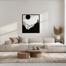 Moonlit Mountain Landscape Metal Wall Art – Modern Square Forest Scene Silhouette for Rustic Nature Decor- KAF346