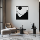 Moonlit Mountain Landscape Metal Wall Art – Modern Square Forest Scene Silhouette for Rustic Nature Decor- KAF346