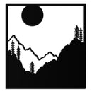 Moonlit Mountain Landscape Metal Wall Art – Modern Square Forest Scene Silhouette for Rustic Nature Decor- KAF346