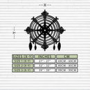 Ornate Compass Rose Metal Wall Art – Decorative Matte Black Steel with Feathers for Nautical and Boho Decor- KAF347