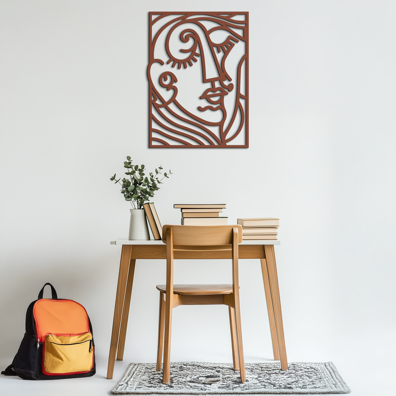 Abstract Face Silhouette Metal Wall Art – Modern Minimalist Line Art for Contemporary Interiors- KAF348
