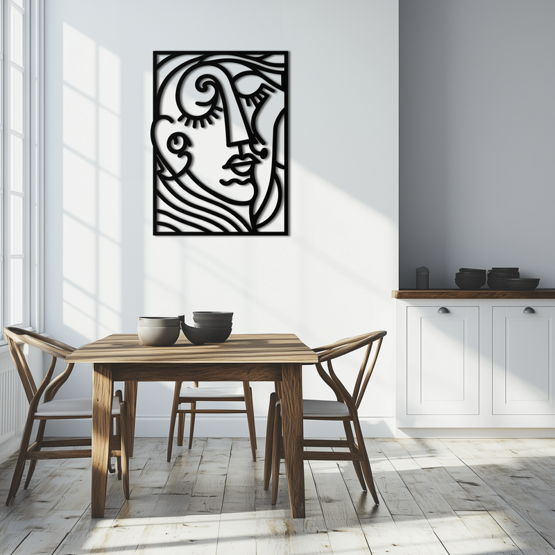 Abstract Face Silhouette Metal Wall Art – Modern Minimalist Line Art for Contemporary Interiors- KAF348