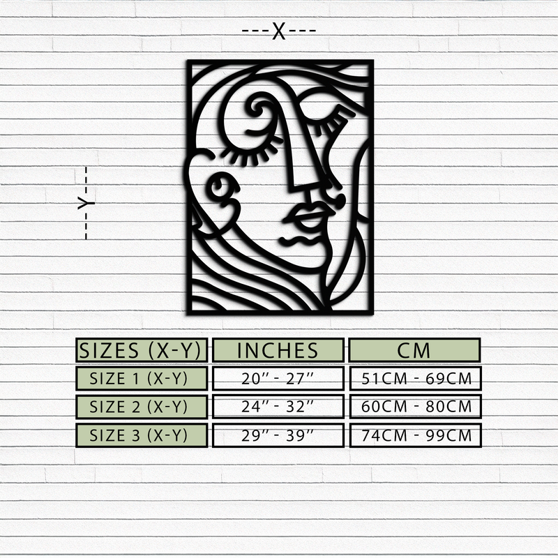 Abstract Face Silhouette Metal Wall Art – Modern Minimalist Line Art for Contemporary Interiors- KAF348