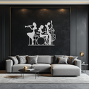 Jazz Trio Women Metal Wall Art – Musical Female Silhouette Band Playing Instruments in Black Steel- KAF349